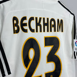 2003/04 REAL MADRID BECKHAM #23 *PLAYER ISSUE* HOME SHIRT (M) ADIDAS