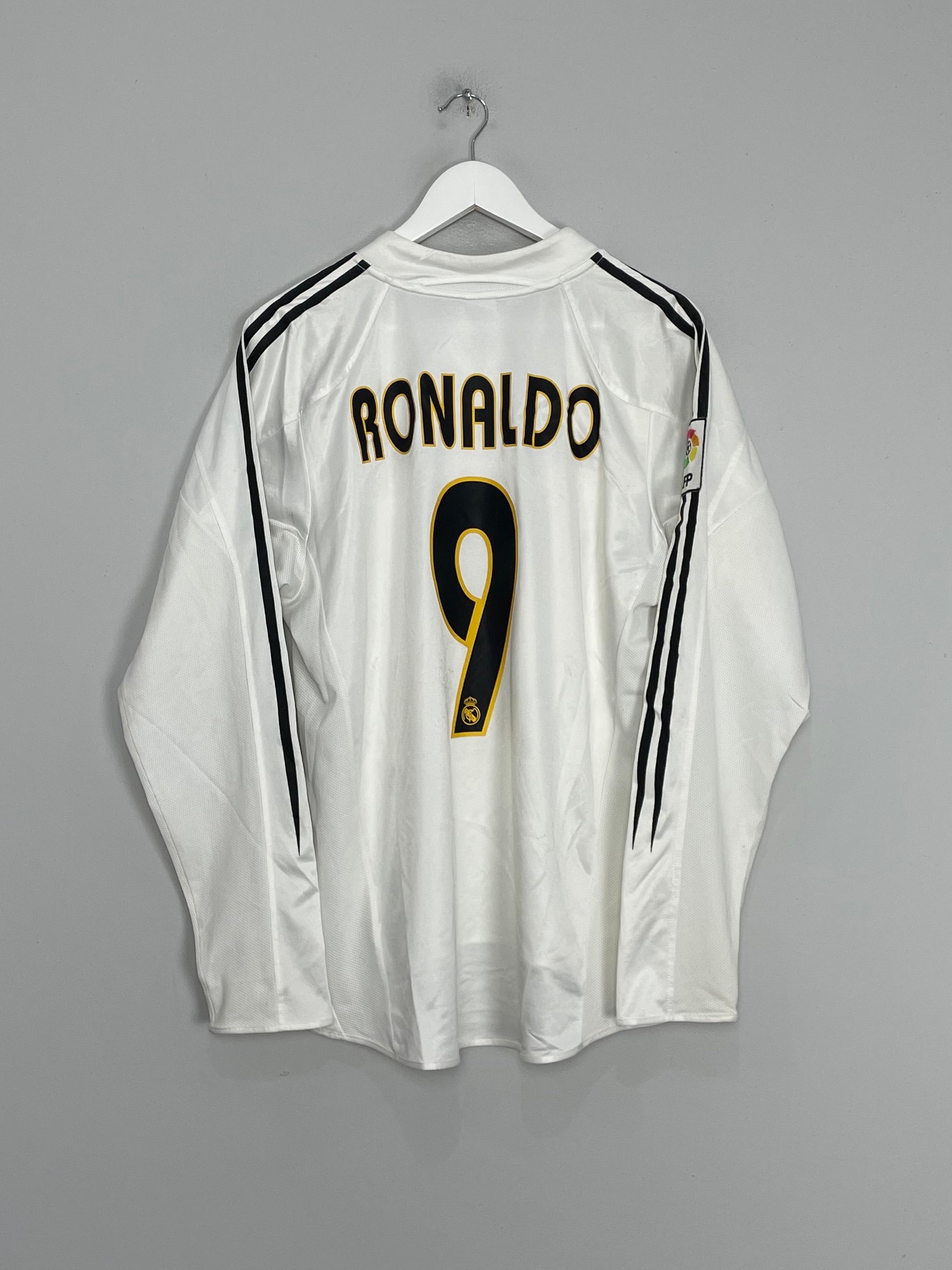 2004/05 REAL MADRID RONALDO #9 L/S HOME SHIRT (L) ADIDAS