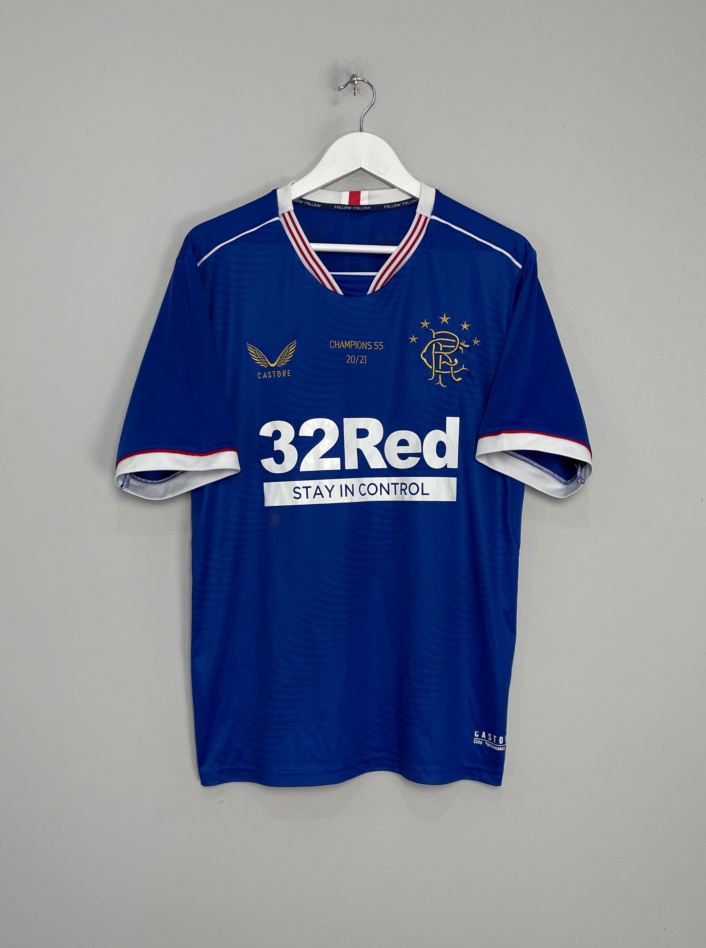 2020/21 RANGERS CHAMPIONS 55 20/21 HOME SHIRT (M) CASTORE