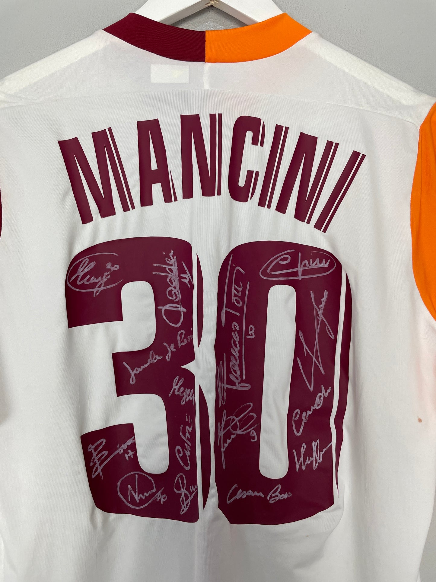 2005/06 ROMA MANCINI #30 *SQUAD SIGNED* MATCH ISSUE AWAY SHIRT (L) DIADORA