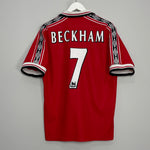 1998/00 MANCHESTER UNITED BECKHAM #7 HOME SHIRT (L) UMBRO