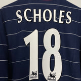 1999/00 MANCHESTER UNITED SCHOLES #18 AWAY SHIRT (XL) UMBRO