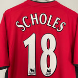 2002/04 MANCHESTER UNITED SCHOLES #18 HOME SHIRT (L) NIKE