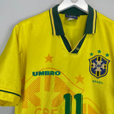 1994 BRAZIL ROMARIO #11 HOME SHIRT (L) UMBRO