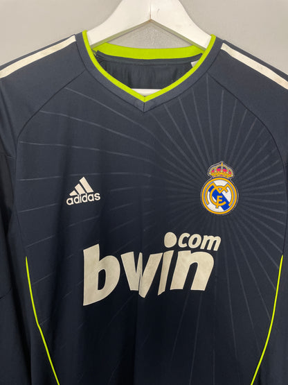 2010/11 REAL MADRID #4 *PLAYER ISSUE* L/S AWAY SHIRT (XL) ADIDAS