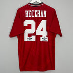 1994/96 MANCHESTER UNITED BECKHAM #24 HOME SHIRT (L) UMBRO