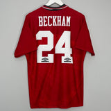 1994/96 MANCHESTER UNITED BECKHAM #24 HOME SHIRT (L) UMBRO