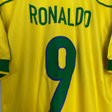 1998/00 BRAZIL RONALDO #9 HOME SHIRT (M) NIKE