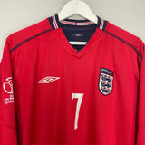 2002/04 ENGLAND BECKHAM #7 L/S AWAY SHIRT (M) UMBRO