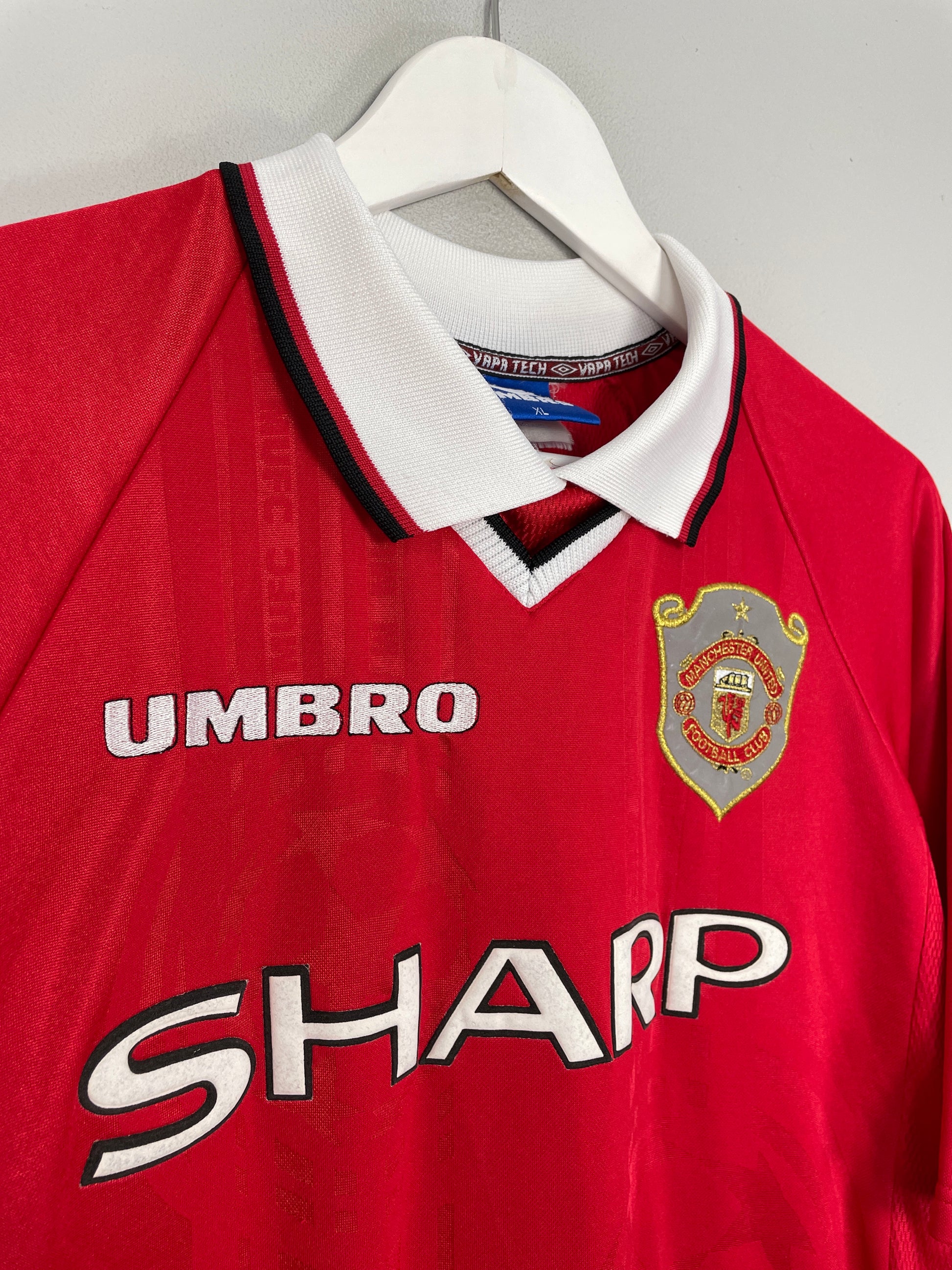 vintage Manchester United 1998-99 third shirt Umbro XL 46-48 black jersey  Sharp