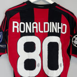 2010/11 AC MILAN RONALDINHO #80 C/L HOME SHIRT (S) ADIDAS