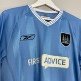 2003/04 MANCHESTER CITY L/S HOME SHIRT (M) REEBOK