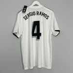 2018/19 REAL MADRID SERGIO RAMOS #4 *BNWT* HOME SHIRT (XL) ADIDAS