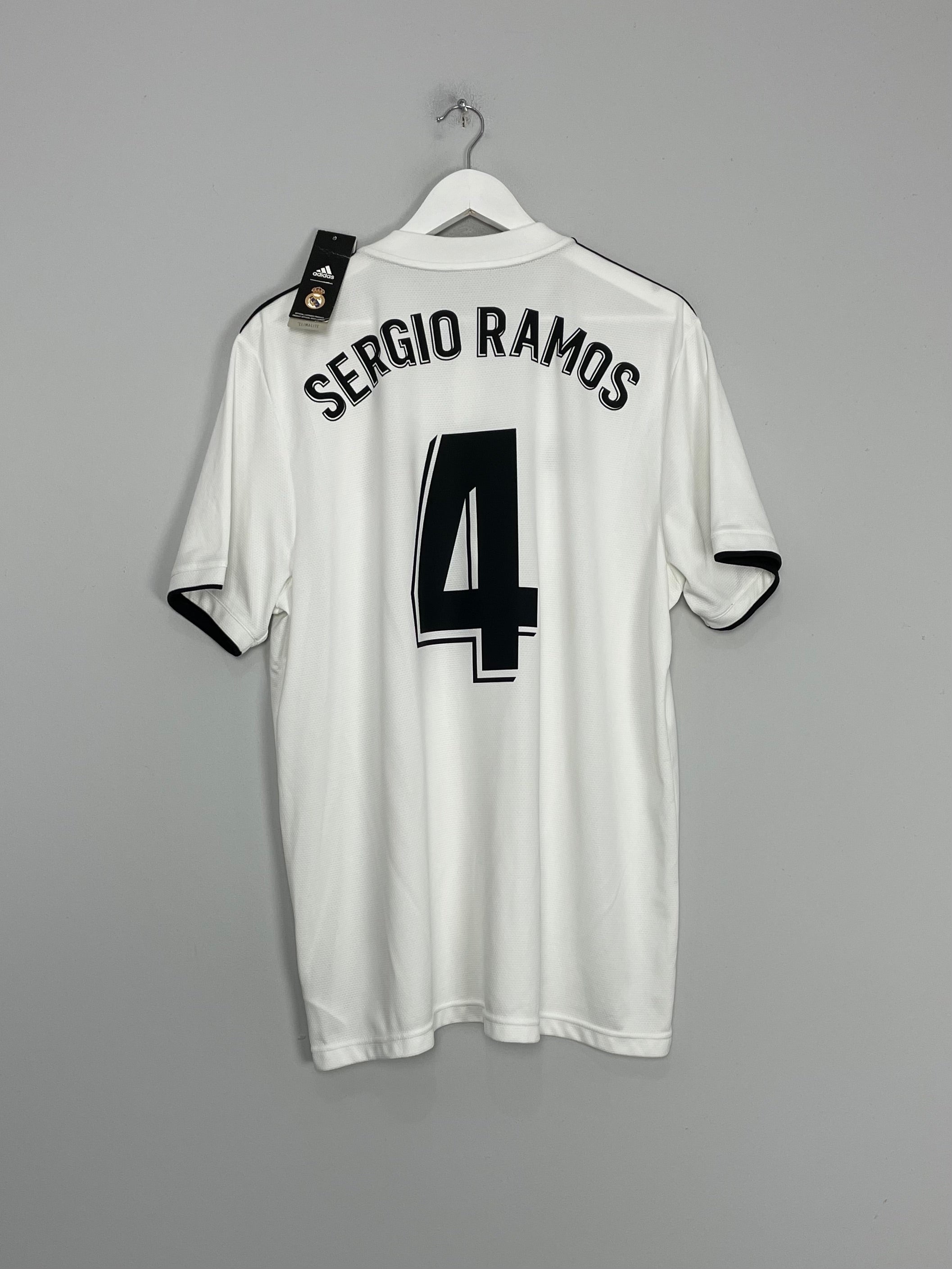 2018/19 REAL MADRID SERGIO RAMOS #4 *BNWT* HOME SHIRT (XL) ADIDAS