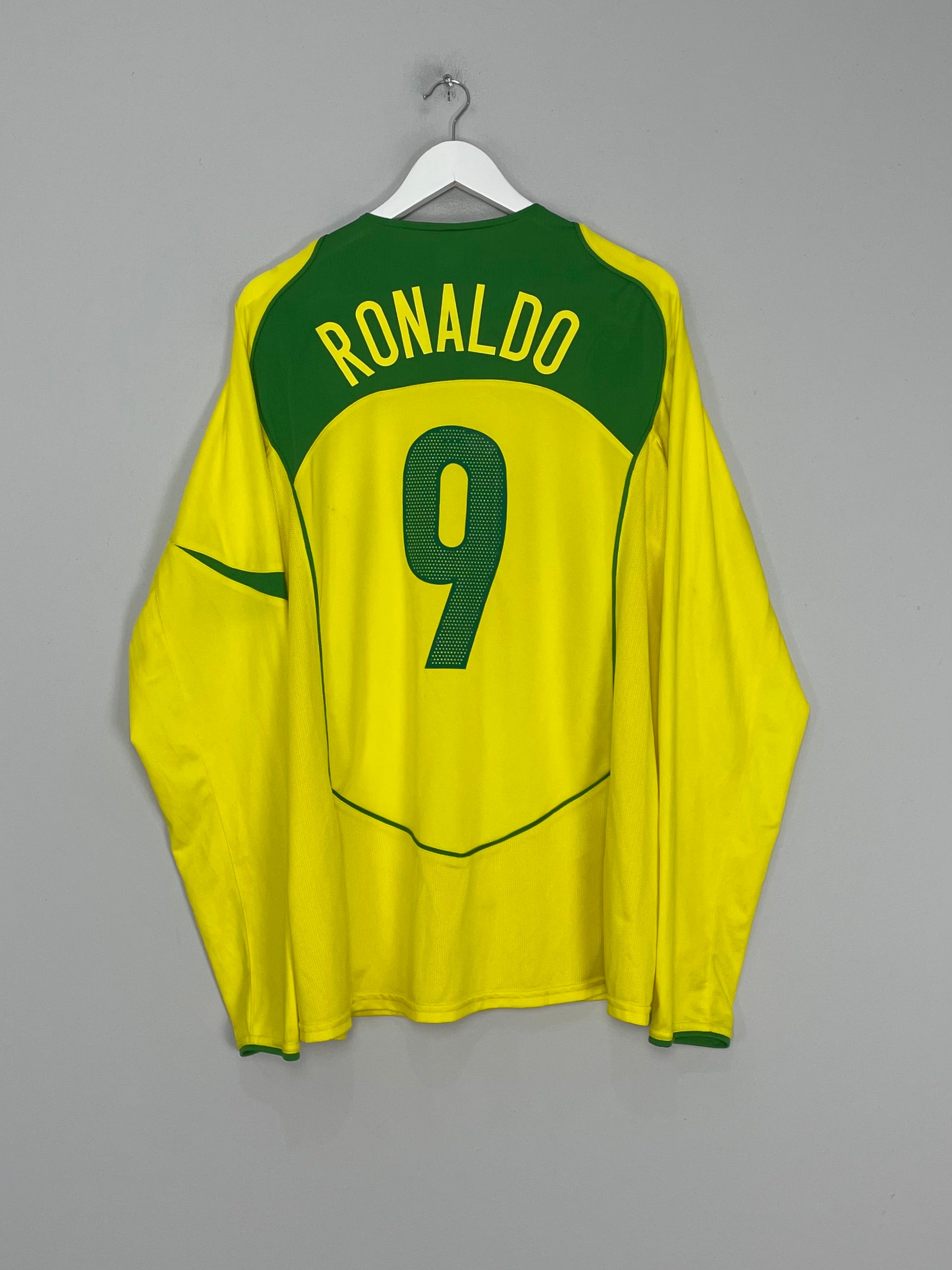 2004/06 BRAZIL RONALDO #9 L/S HOME SHIRT (XL) NIKE