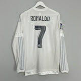 2015/16 REAL MADRID RONALDO #7 L/S HOME SHIRT (M) ADIDAS