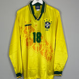 1994/97 BRAZIL RONALDINHO #18 L/S *PLAYER ISSUE* HOME SHIRT (L) UMBRO