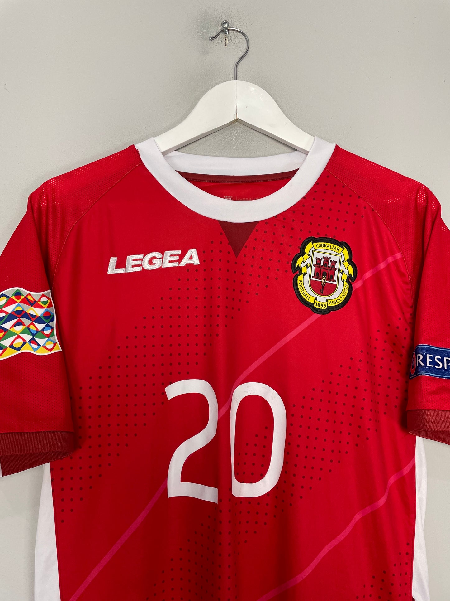 2018/20 GIBRALTAR BRITTO #20 *MATCH ISSUE* HOME SHIRT (M) LEGEA