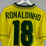 1994 BRAZIL RONALDINHO #18 HOME SHIRT (M) UMBRO