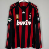 2008/09 AC MILAN MALDINI #3 *PLAYER ISSUE* L/S HOME SHIRT (XL) ADIDAS