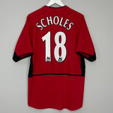 2002/04 MANCHESTER UNITED SCHOLES #18 HOME SHIRT (L) NIKE