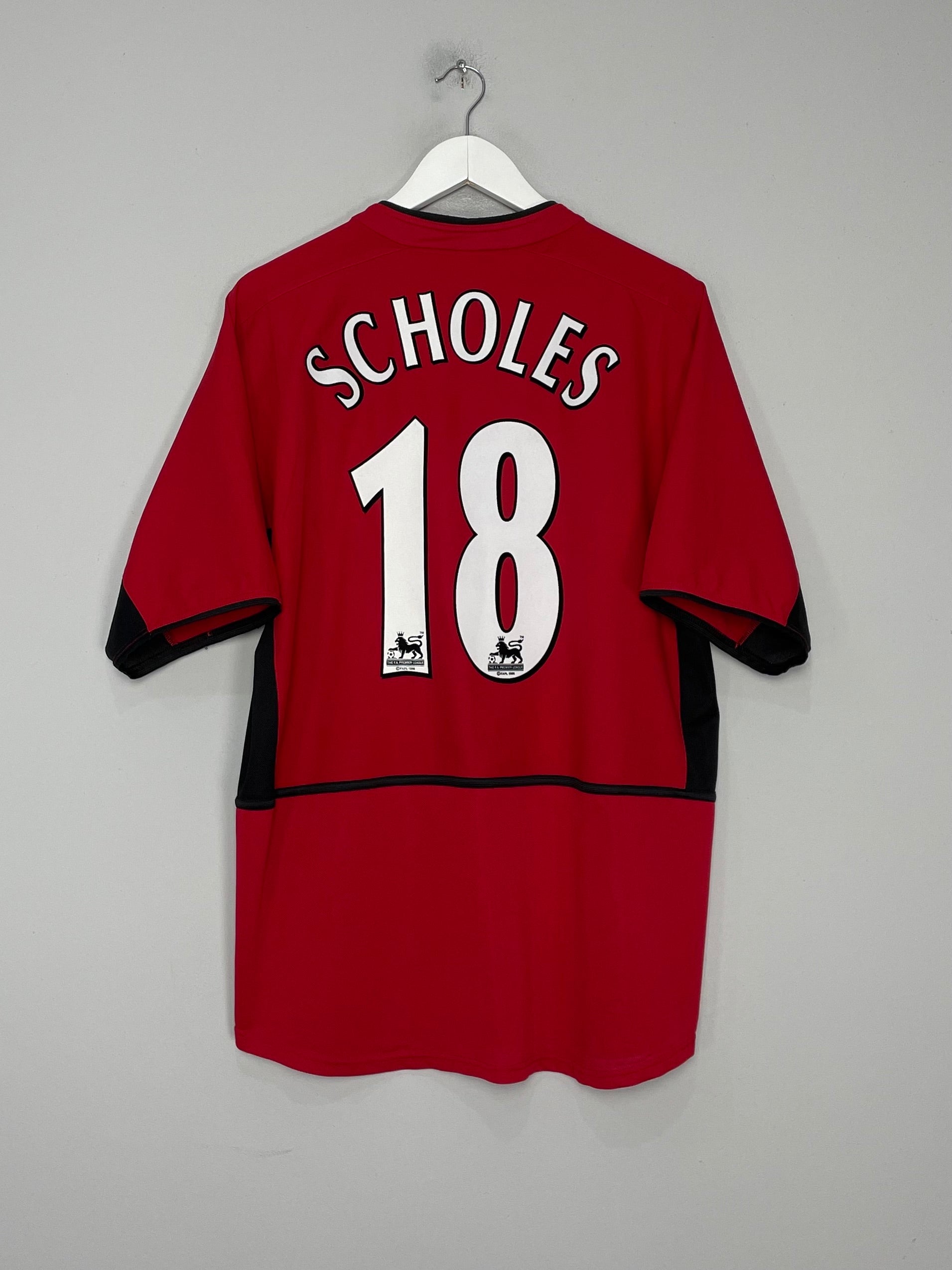 2002/04 MANCHESTER UNITED SCHOLES #18 HOME SHIRT (L) NIKE