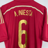 2014/15 SPAIN A.INIESTA #6 HOME SHIRT (M) ADIDAS