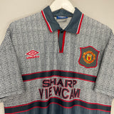 1995/96 MANCHESTER UNITED KEANE #16 AWAY SHIRT (L) UMBRO