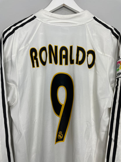 2004/05 REAL MADRID RONALDO #9 L/S HOME SHIRT (L) ADIDAS