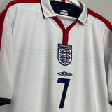 2003/05 ENGLAND BECKHAM #7 HOME SHIRT (XXL) UMBRO