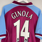 2000/01 ASTON VILLA GINOLA #14 HOME SHIRT (L) DIADORA