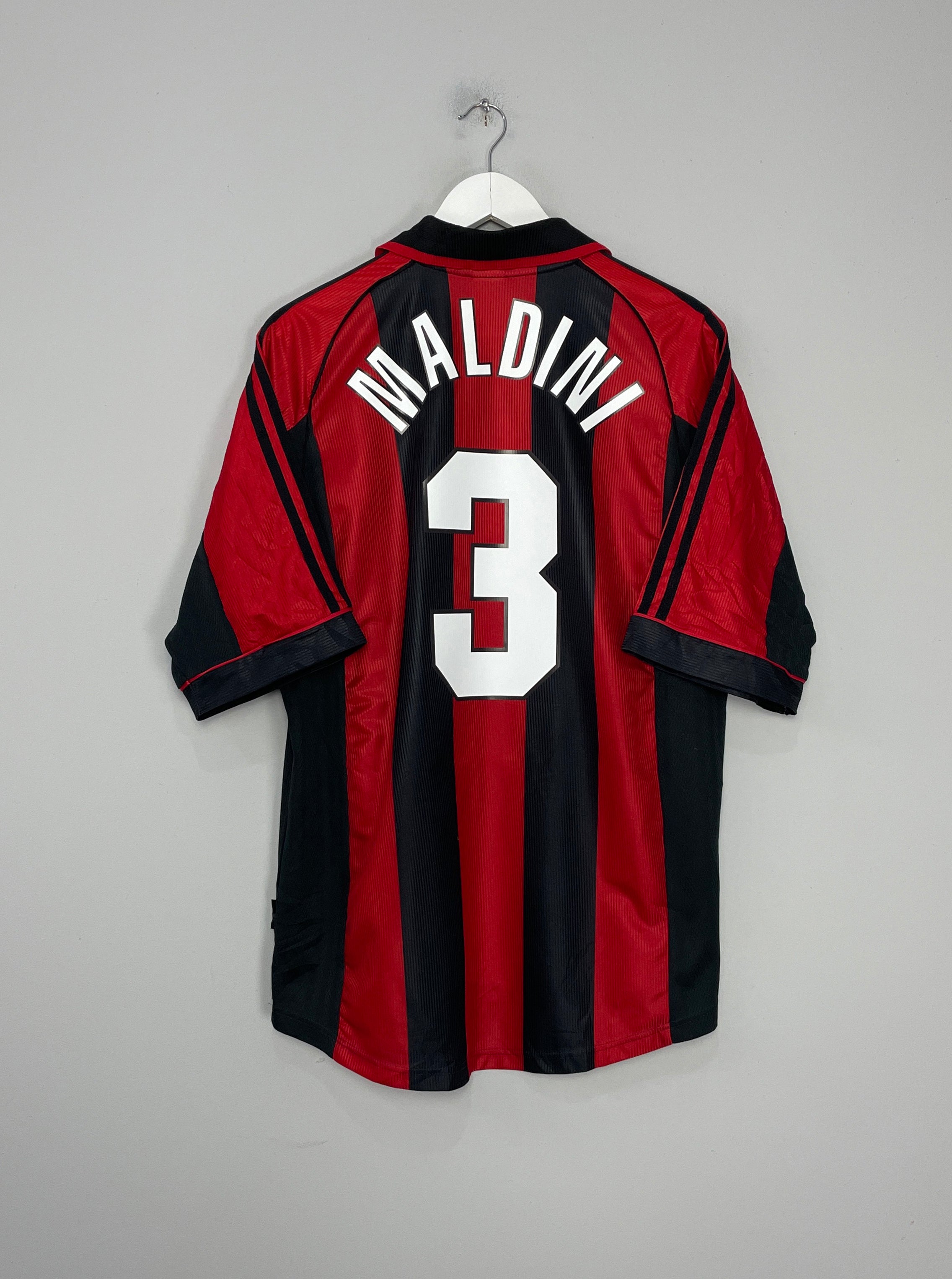 1998/00 AC MILAN MALDINI #3 HOME SHIRT (L) ADIDAS