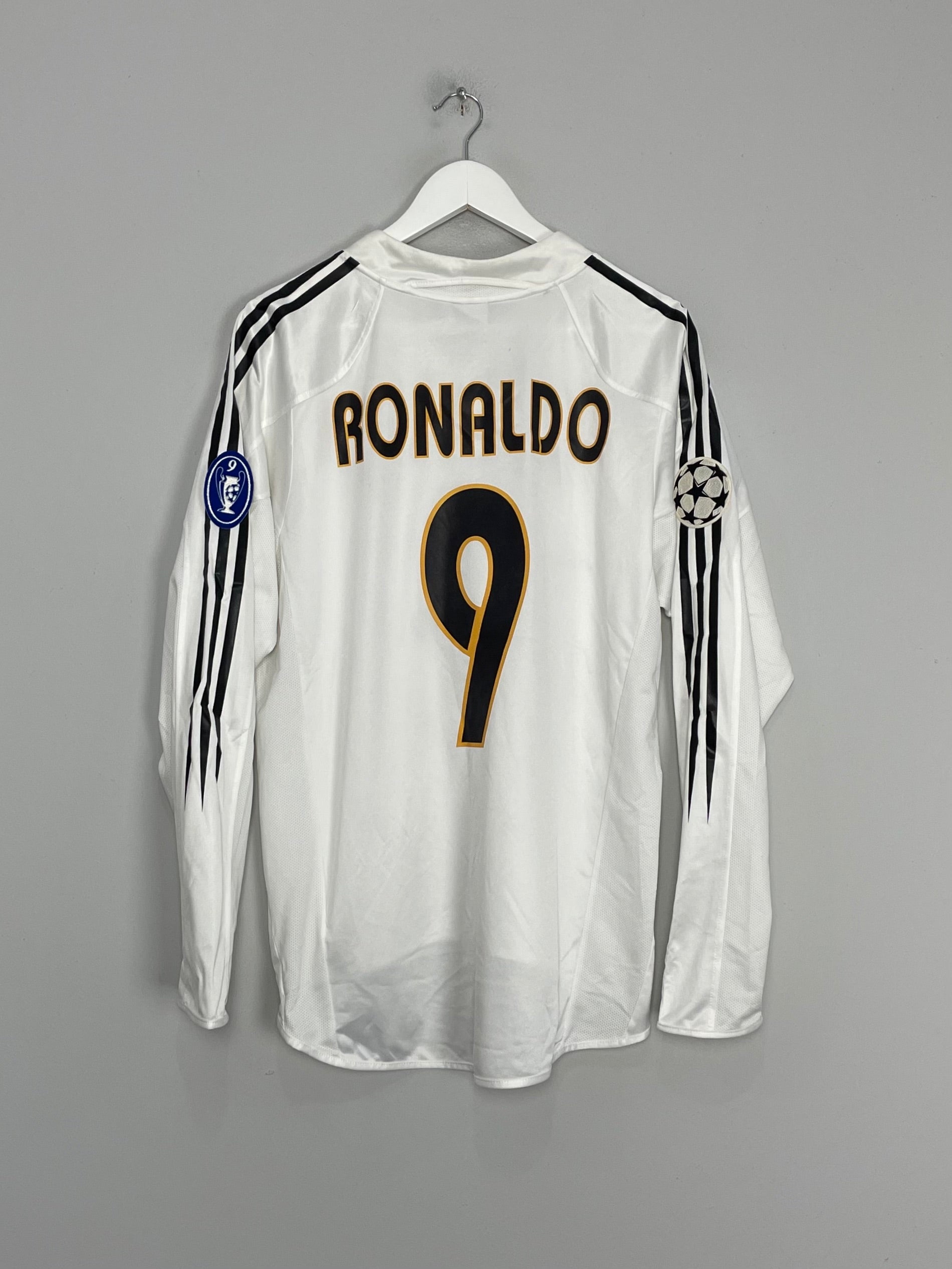 2004/05 REAL MADRID RONALDO #9 C/L L/S HOME SHIRT (M) ADIDAS