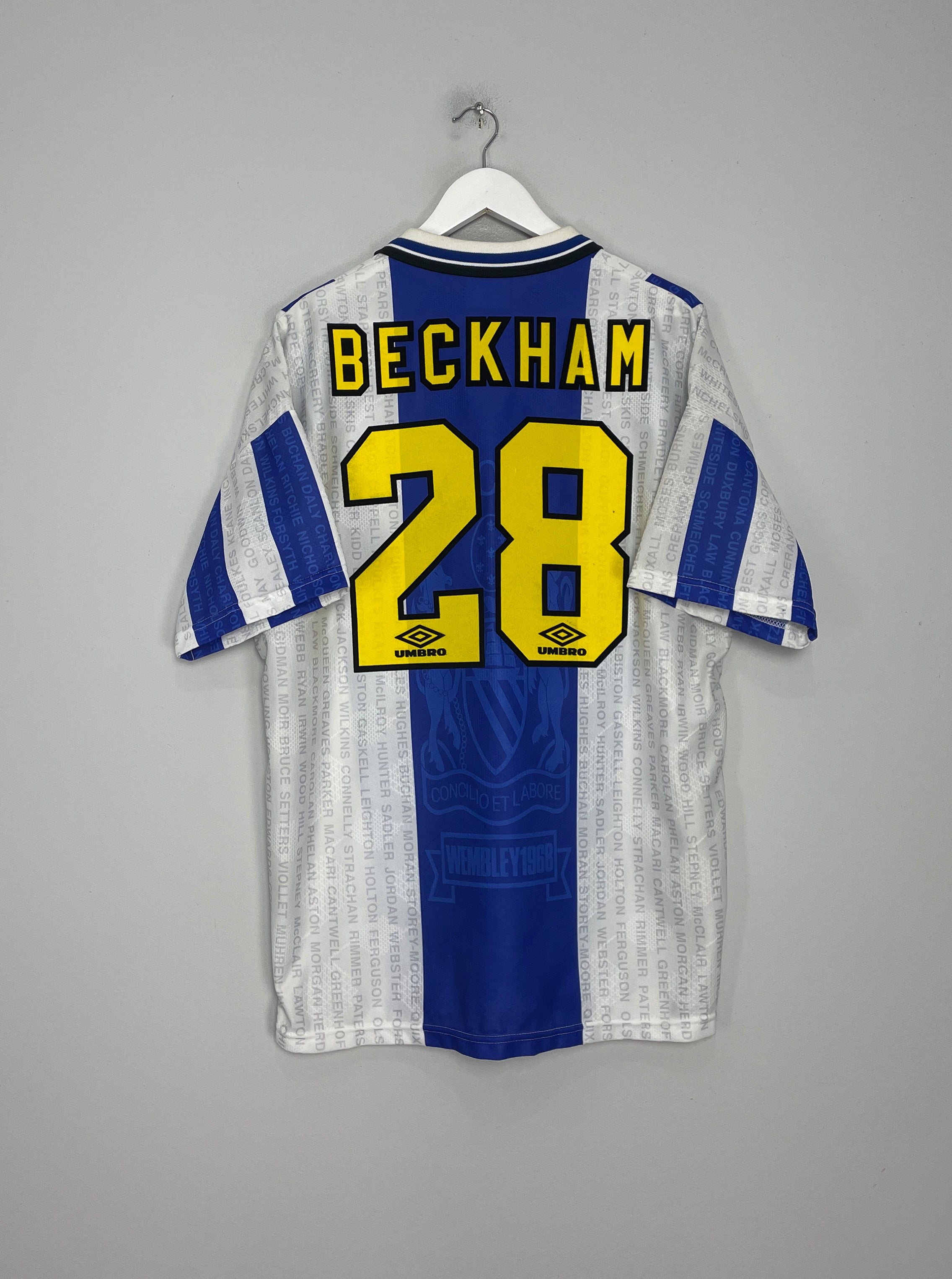 1994/96 MANCHESTER UNITED BECKHAM #28 THIRD SHIRT (XL) UMBRO