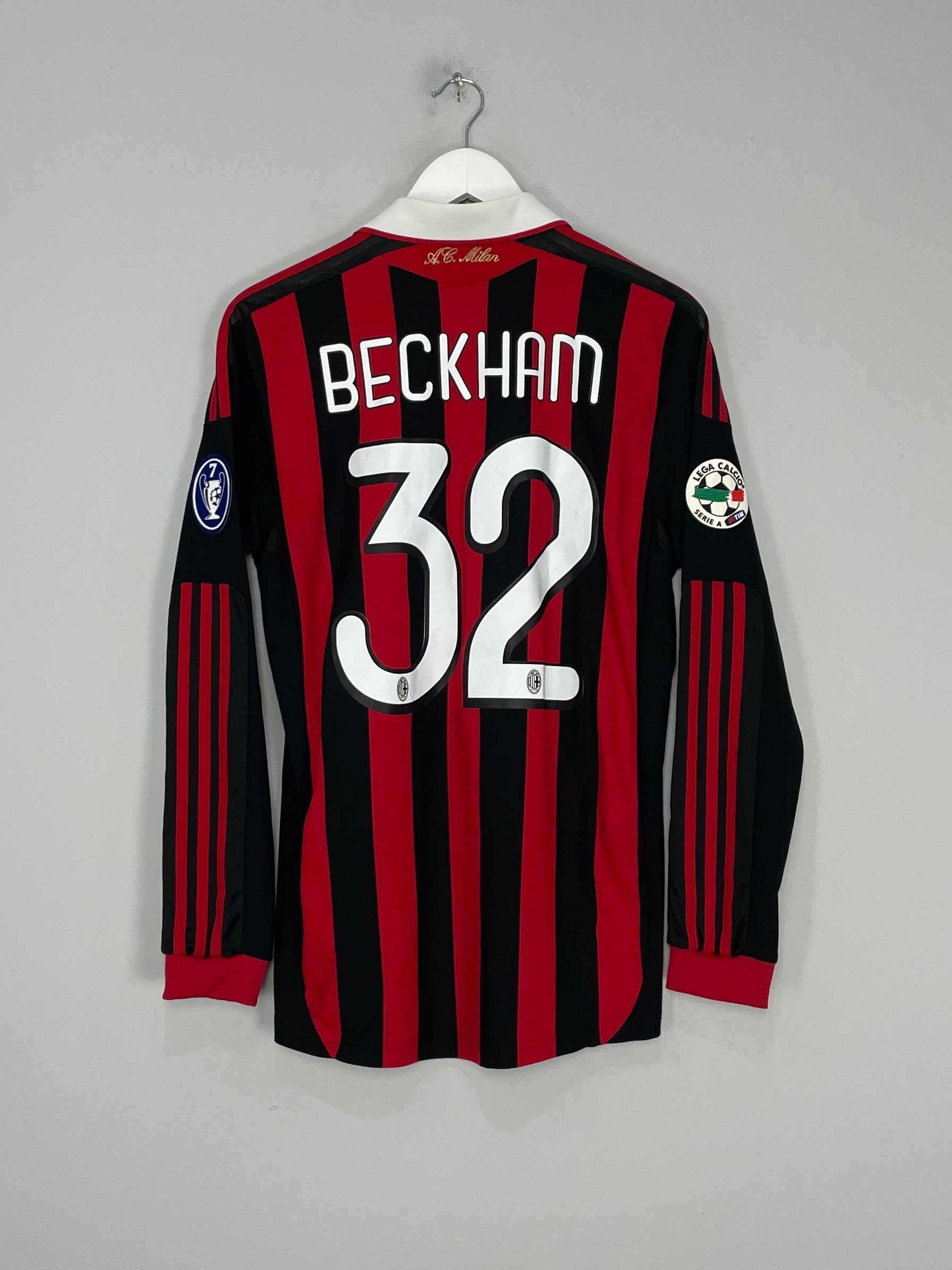 2009/10 AC MILAN BECKHAM #32 L/S HOME SHIRT (M) ADIDAS