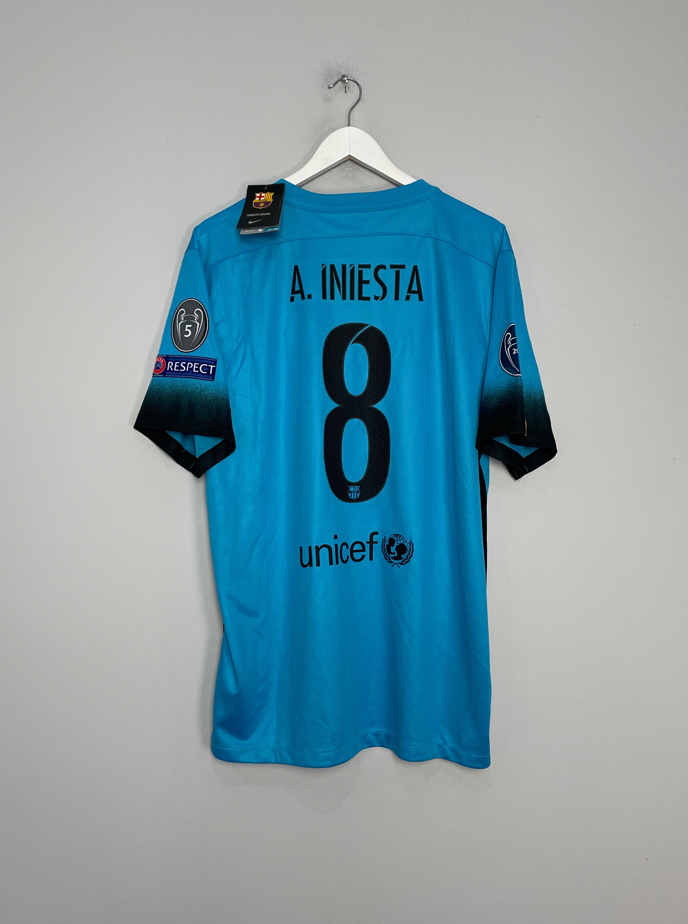 2015/16 BARCELONA INIESTA #8 *BNWT* C/L THIRD SHIRT (XL) NIKE