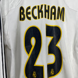 2004/05 REAL MADRID BECKHAM #23 L/S HOME SHIRT (M) ADIDAS