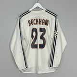 2004/05 REAL MADRID BECKHAM #23 C/L L/S HOME SHIRT (M) ADIDAS