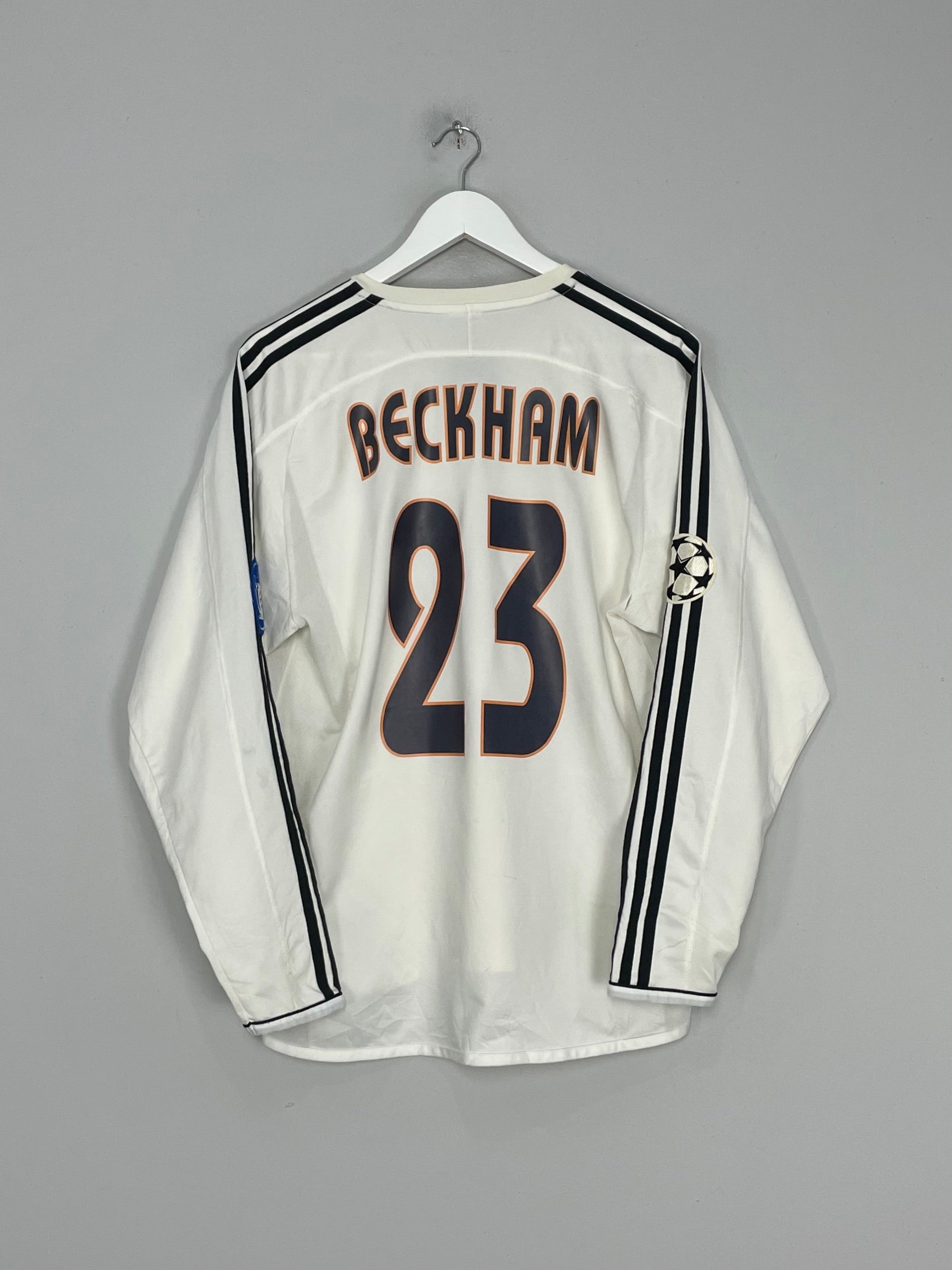 2004/05 REAL MADRID BECKHAM #23 C/L L/S HOME SHIRT (M) ADIDAS