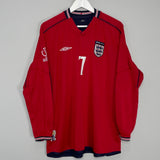 2002/04 ENGLAND BECKHAM #7 L/S AWAY SHIRT (M) UMBRO