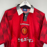 1996/98 MANCHESTER UNITED CANTONA #7 HOME SHIRT (XL) UMBRO