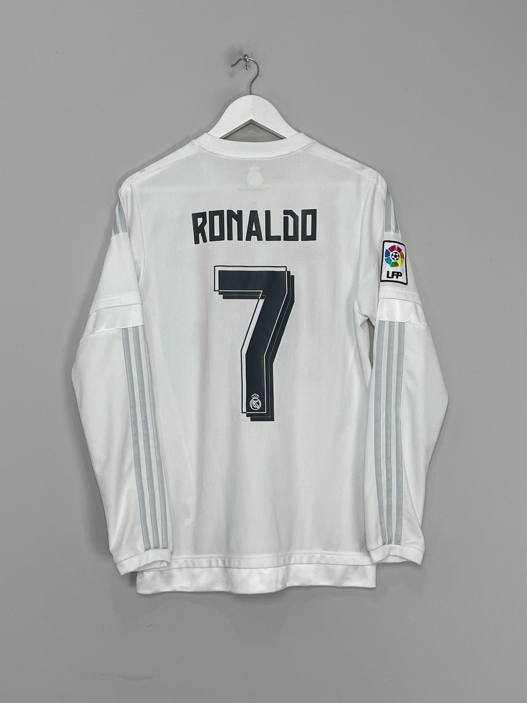 2015/16 REAL MADRID RONALDO #7 L/S HOME SHIRT (M) ADIDAS