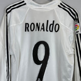 2003/05 REAL MADRID RONALDO #9 L/S HOME SHIRT (M) ADIDAS