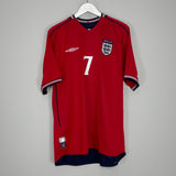 2002/04 ENGLAND BECKHAM #7 AWAY SHIRT (XL) UMBRO