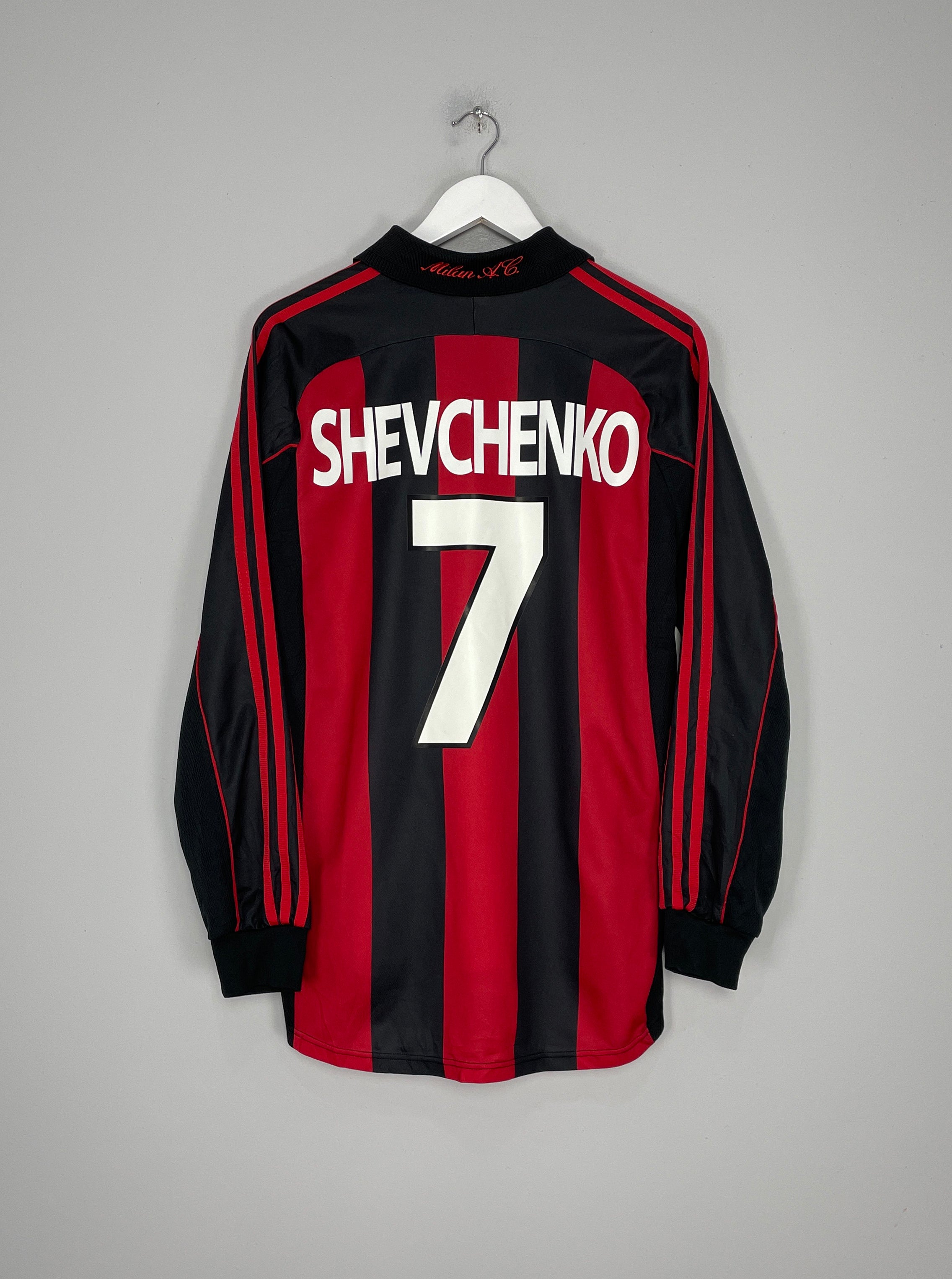 2000/02 AC MILAN SHEVCHENKO #7 L/S HOME SHIRT (L) ADIDAS