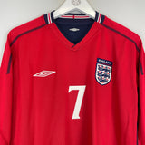 2002/03 ENGLAND BECKHAM #7 L/S AWAY SHIRT (L) UMBRO