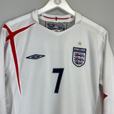 2005/07 ENGLAND BECKHAM #7 L/S HOME SHIRT (L) UMBRO