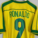 1998/00 BRAZIL RONALDO #9 HOME SHIRT (M) NIKE