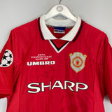 1999/00 MANCHESTER UNITED BECKHAM #7 *CL WINNERS* HOME SHIRT (M) UMBRO