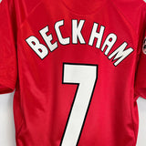 1999/00 MANCHESTER UNITED BECKHAM #7 *CL WINNERS* HOME SHIRT (M) UMBRO